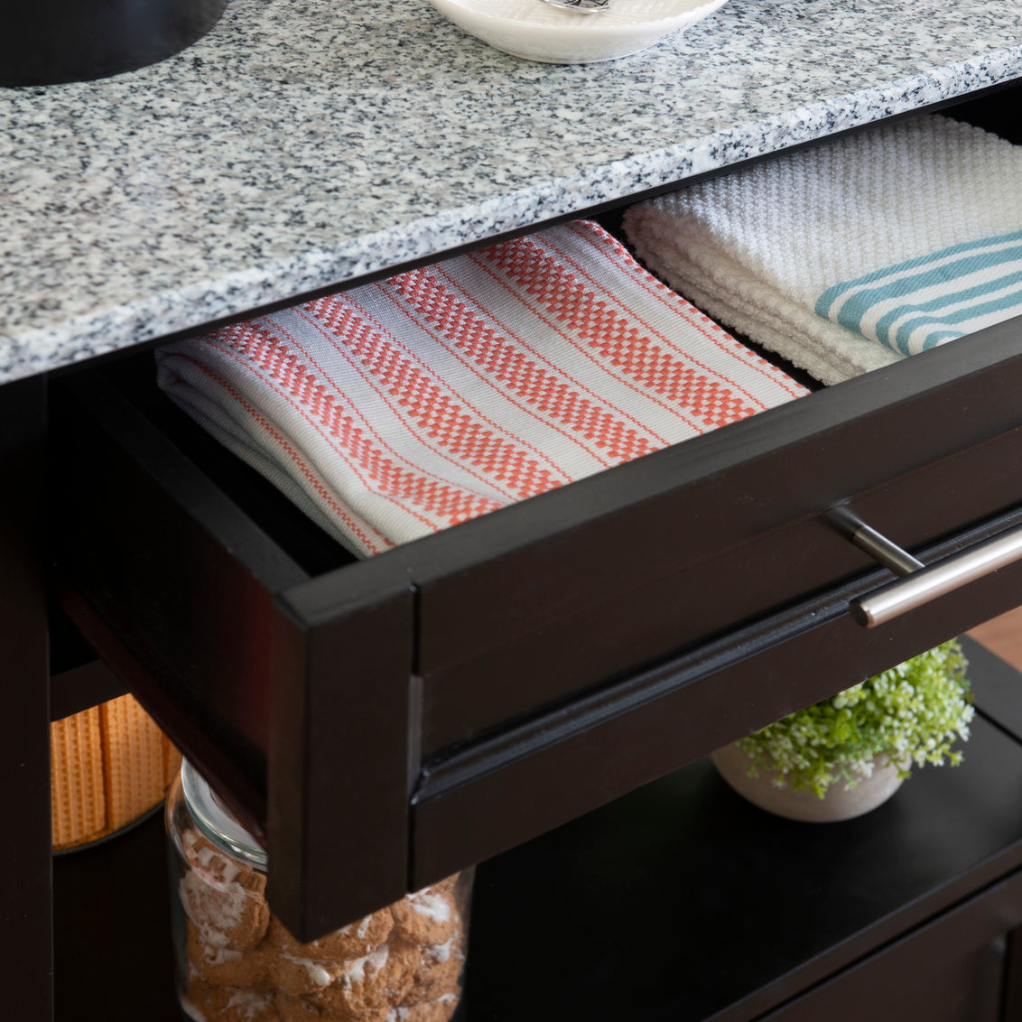 Mitchell Kitchen Cart Granite Top Black