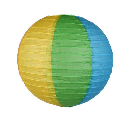 Paper Lantern 14in Regular Rib Pattern Rainbow