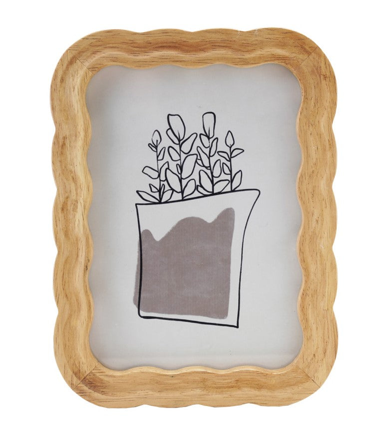 Frame Rubberwood Scalloped Natural Holds 5"x7"