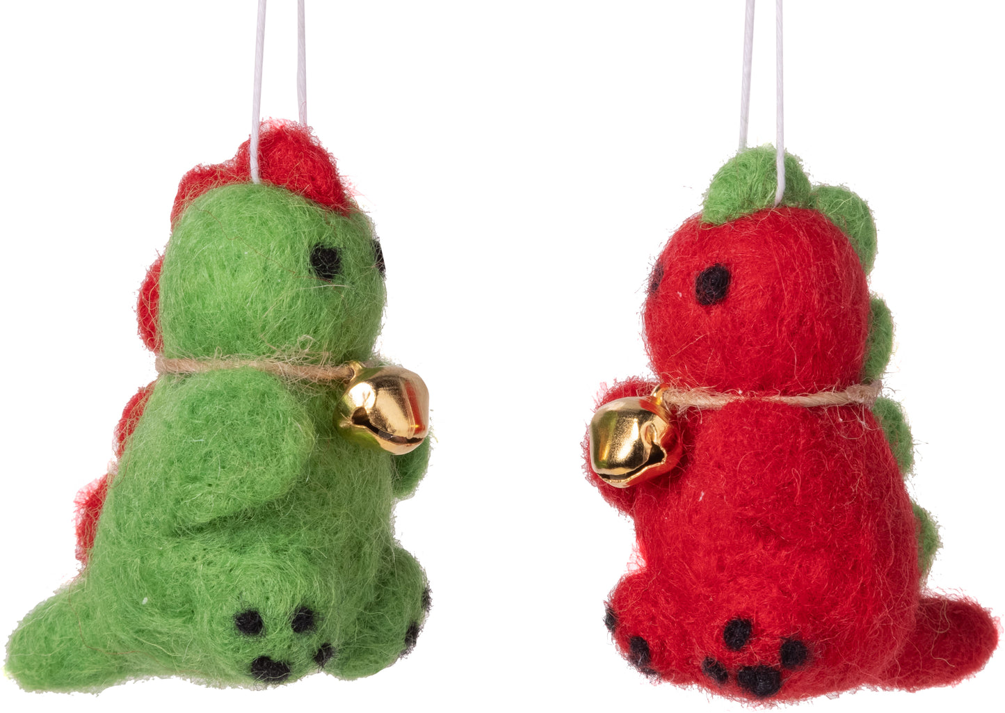 Ornaments - Assorted Mini Felt Dinosaurs Red & Green (Sold Individually)