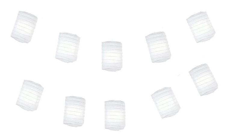 String Lights Paper Lanterns Set of 10 4" Hako (Box Shape) White