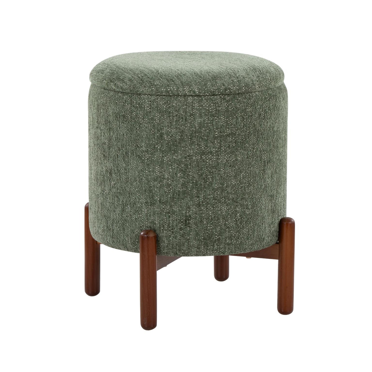 Storage Ottoman Tray Set Plush Contemporary Cream Faux Fur and Natural Wood