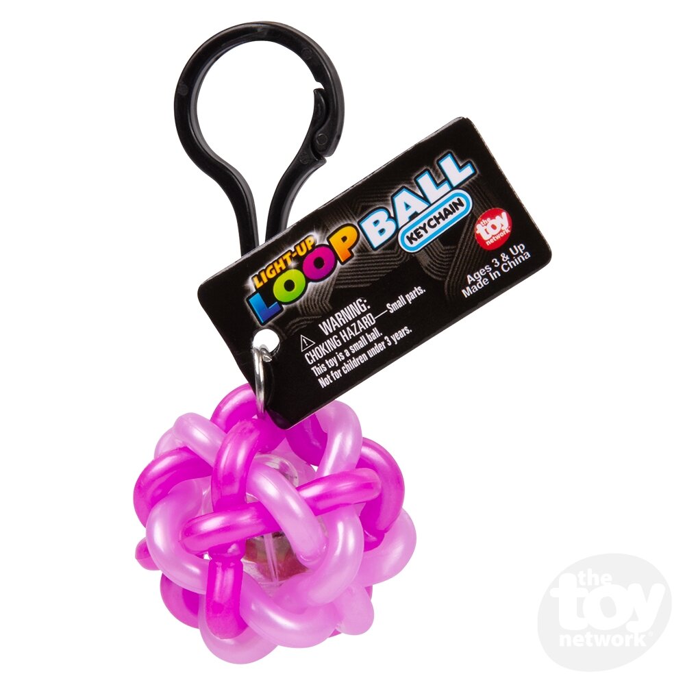 Loop Ball Light Up Backpack Clip Assorted Colors 1.5" (Sold Individually)