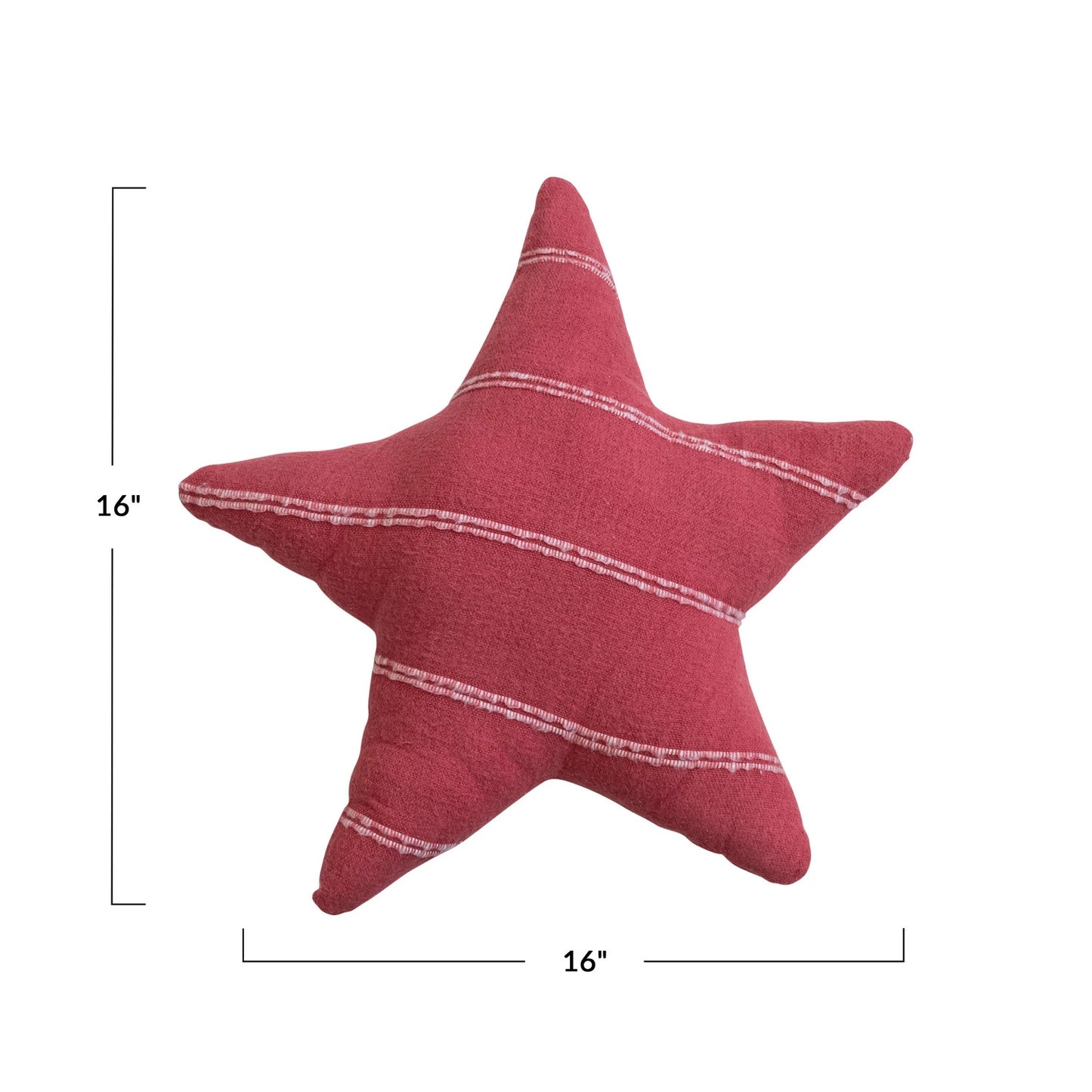 Pillow Holiday Star Shaped Hot Pink & White Stripes 16"L x 16"H