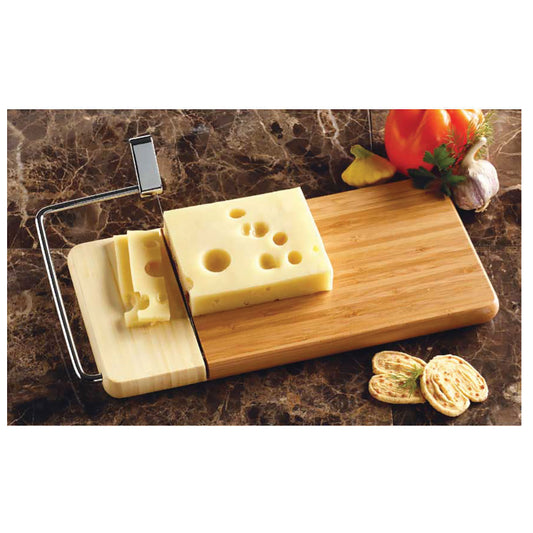 Serving Cheese Slicer Standing Wire Wood Base-Bamboo