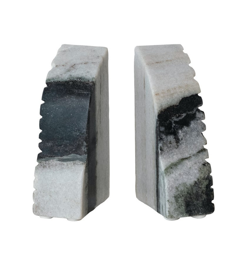 Bookends Marble Carved Black Mélange - Sold as a Set of 2