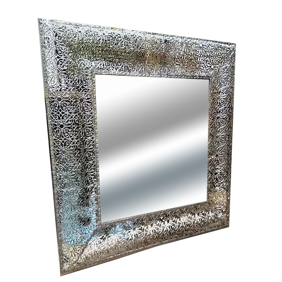 Mirror Square Silver Filigree Frame 27.5in