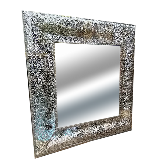 Mirror Square Silver Filigree Frame 27.5in