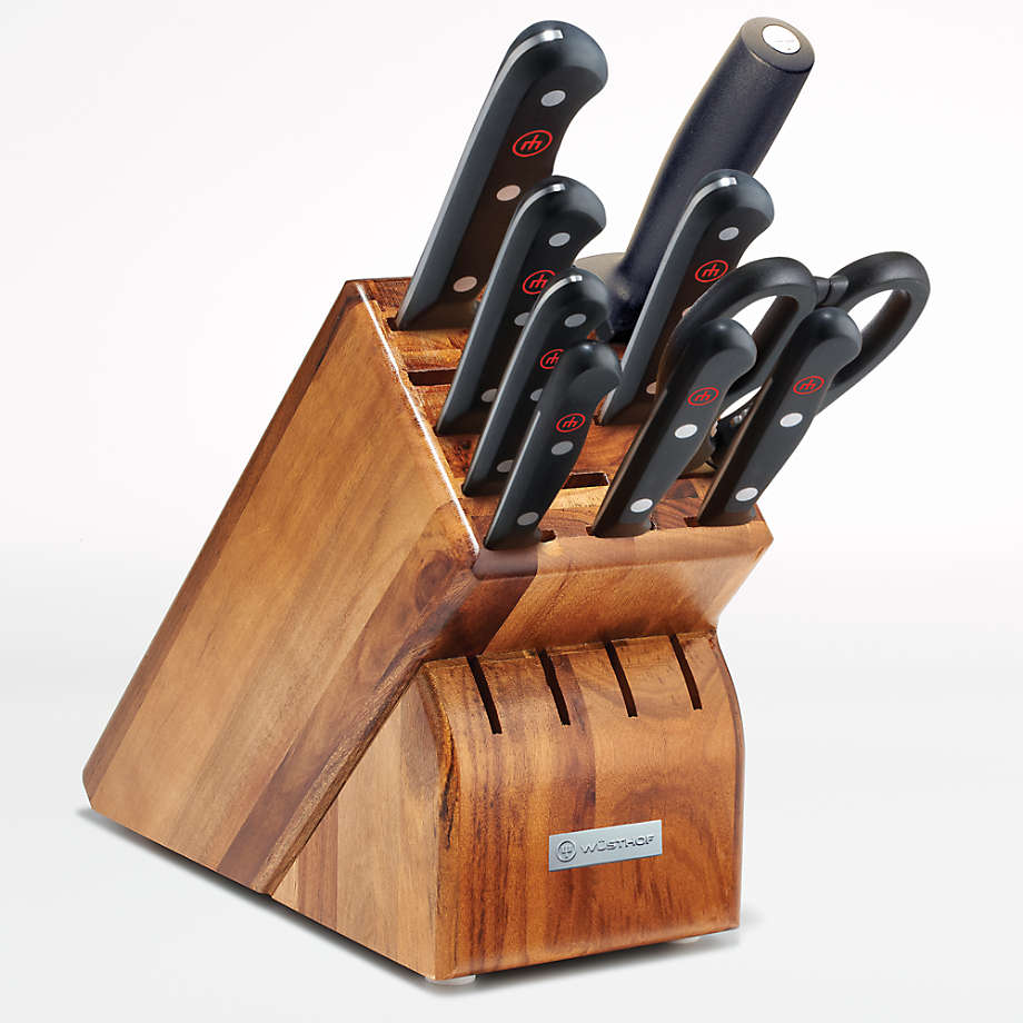 Knife Set With Block Gourmet 12pc Acacia