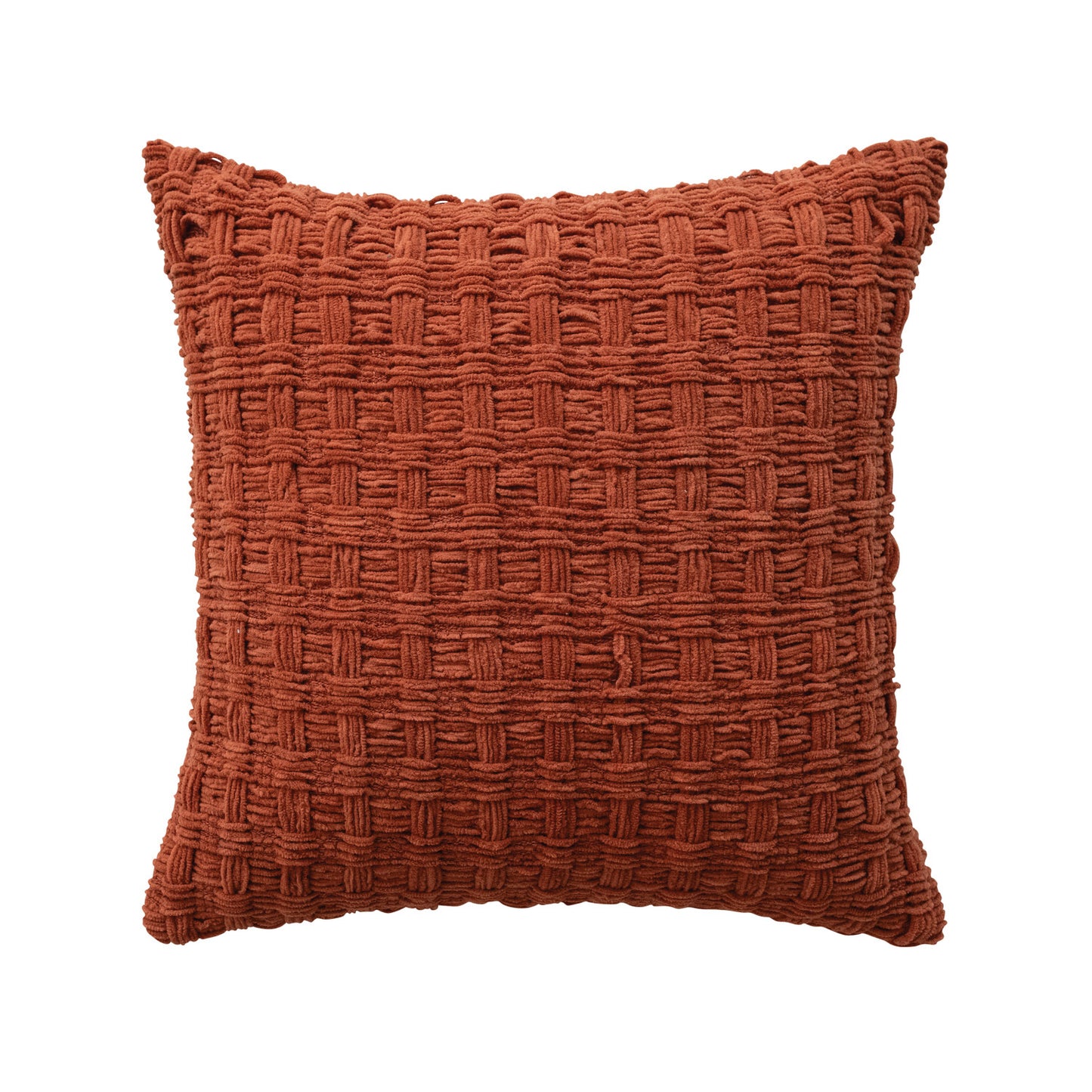 Pillow Chenille Waffle Weave Rust 18" Square