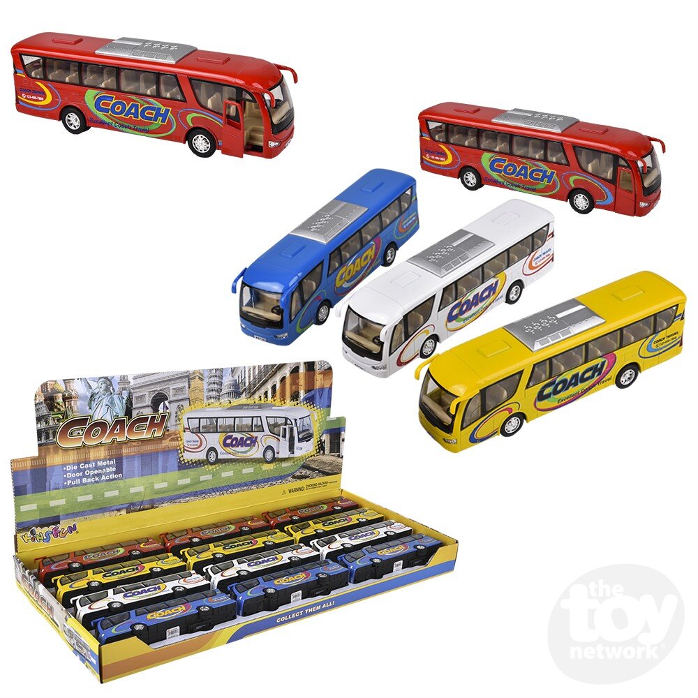 Diecast Pullback - Coach Bus - 7" - Sold Individually