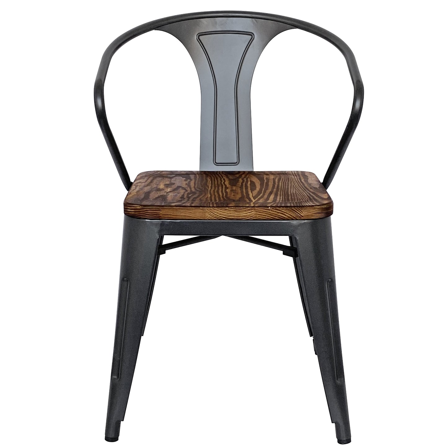 Metropolis Wood Seat Dining Chair 18in With Arms Gunmetal