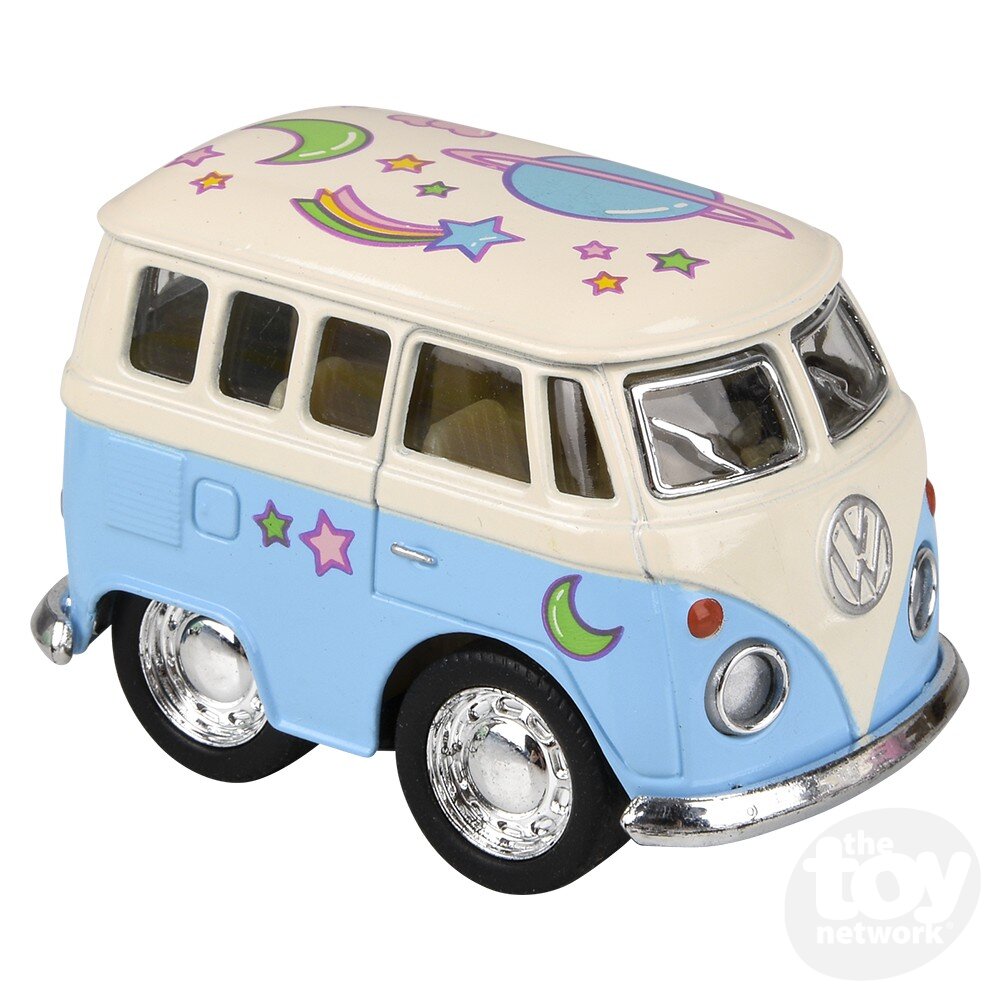 Diecast Pullback - Mini - VW Bus Pastel Flower Power - 2" - Sold Individually