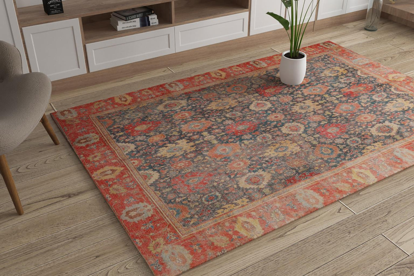London Luna Navy Washable Rug 5' x 7'6"