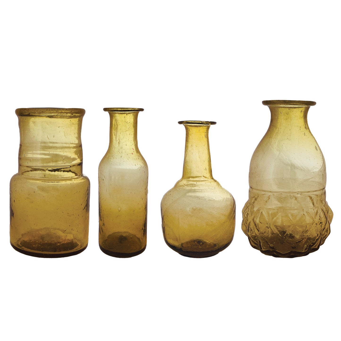 Vase Hand-Blown Glass Amber 3 Shapes 3.5" - 5"h (Sold Individually)