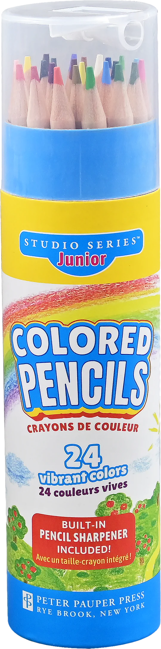 Junior Colored Pencil Set 24 Colors Cylinder Box With Sharpener