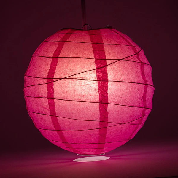 Paper Lantern Irregular Ribbed 16" Color Fuchsia / Hot Pink