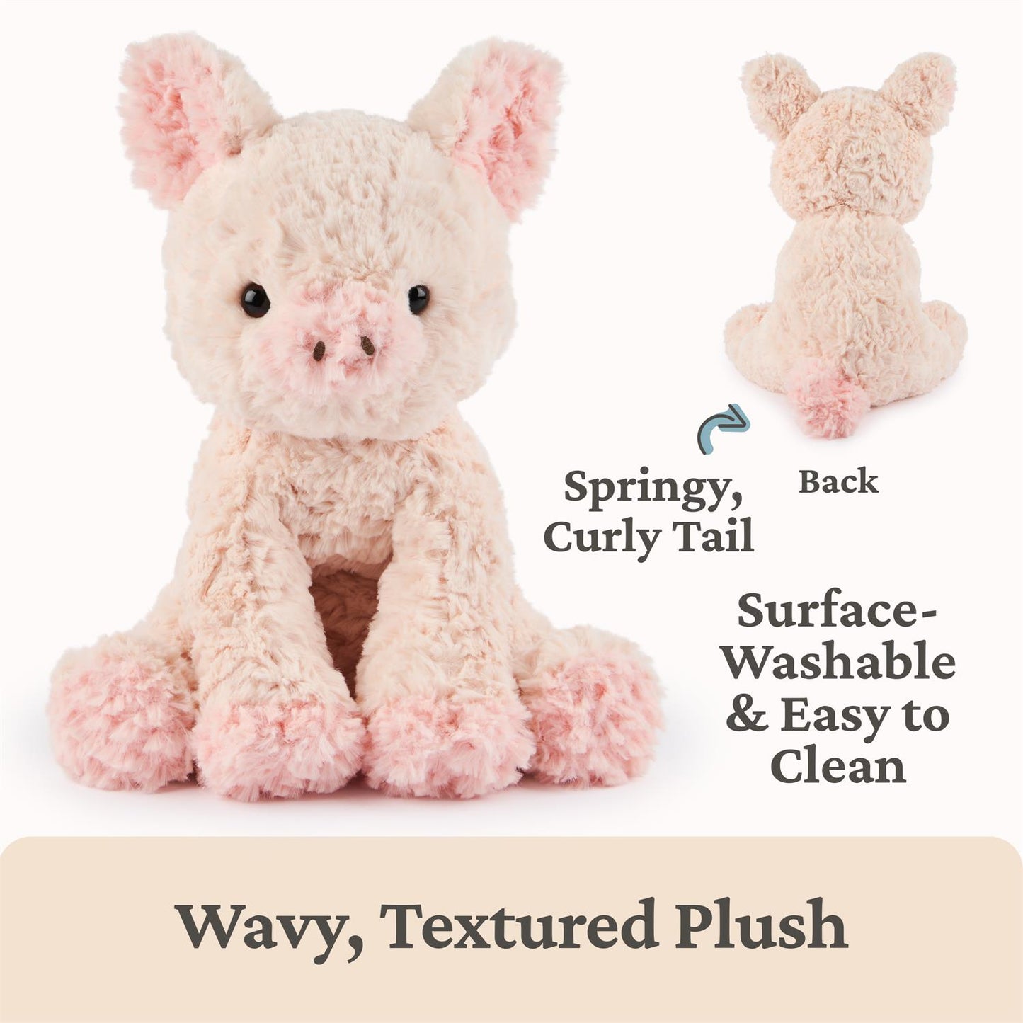Plush Cozys Pig Peachy Pink 10"