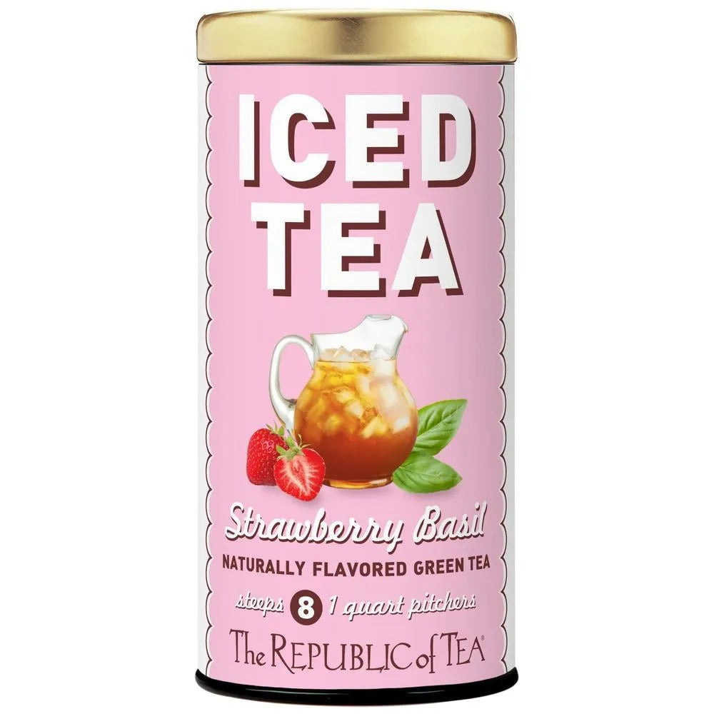 Iced Tea Tins - Strawberry Basil Black Tea 8 Lg Pouches