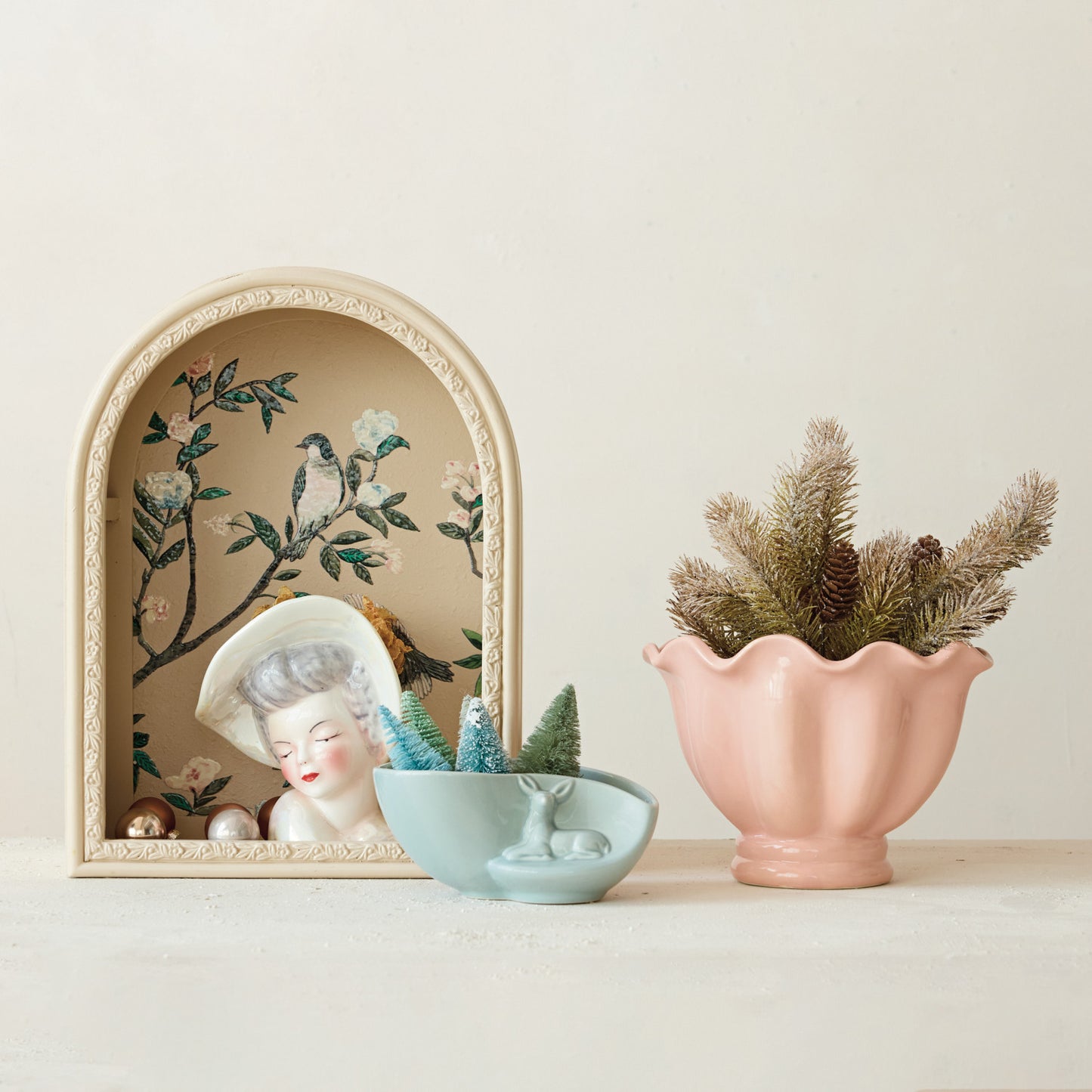 Vase Vintage Reproduction Lady with Hat Shaped 7"