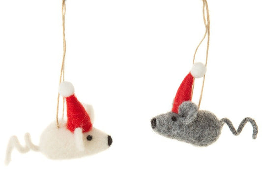 Ornaments - Assorted Felt Christmas Mice (Sold Individually)