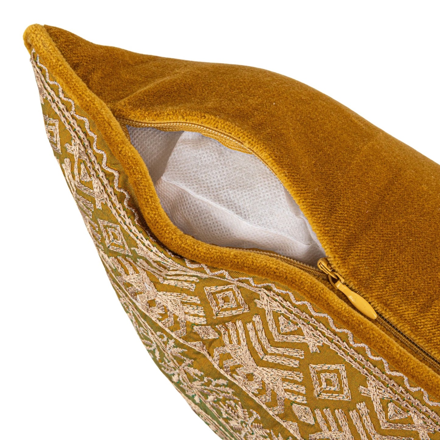 Pillow Cotton Velvet Embroidered Chartreuse 18" Square
