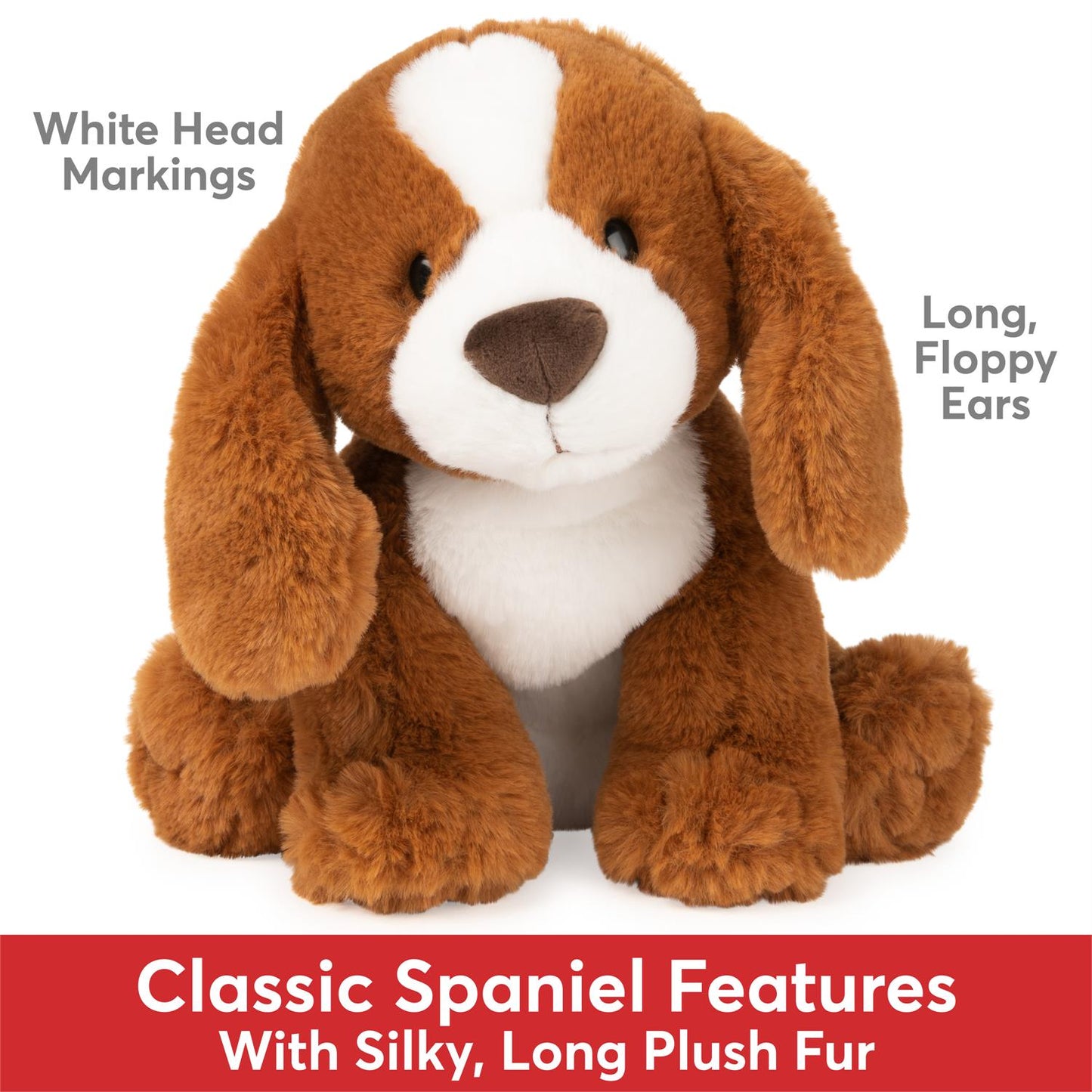 Plush Cat & Dog Collection Spaniel Kian Brown & White 10"