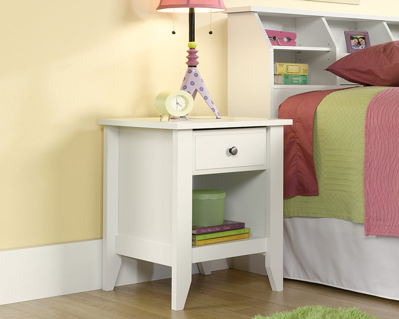 White Bedroom Nightstand 1 Drawer Nightstand Soft White Finish Shoal Creek