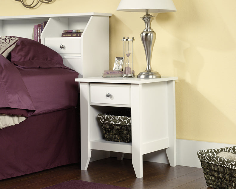 White Bedroom Nightstand 1 Drawer Nightstand Soft White Finish Shoal Creek