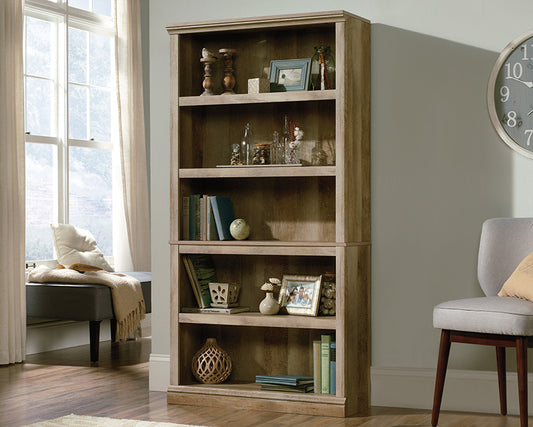 Sauder Select Bookcase Lintel Oak Finish Five Shelf