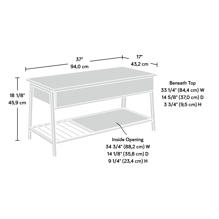 North Avenue Lift Top Coffee Table Smoked Oak Finish