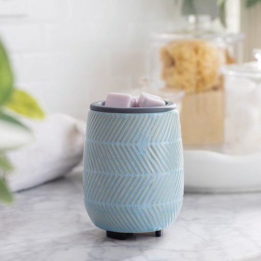 Wax Warmer - Flip Dish - Blue Herringbone