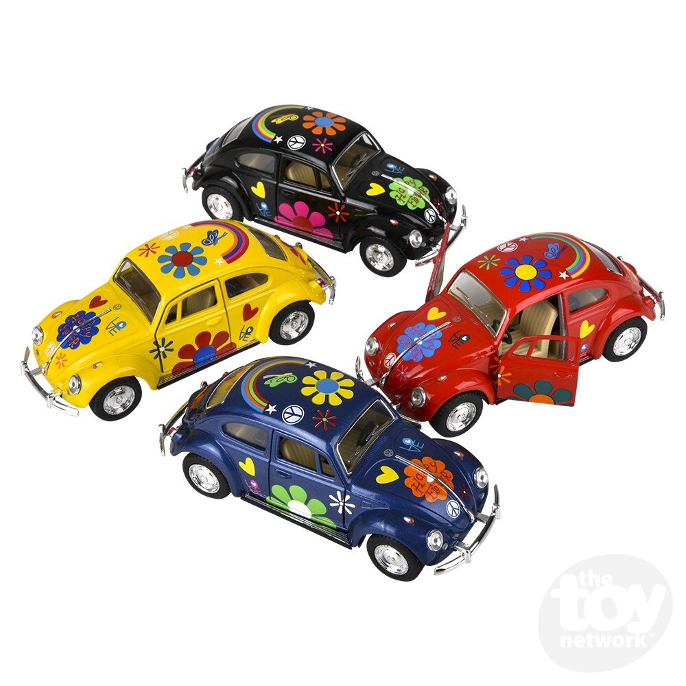Diecast Pullback - VW Classic Beetle - 1967 - Flower Power - 5" - Sold Individually