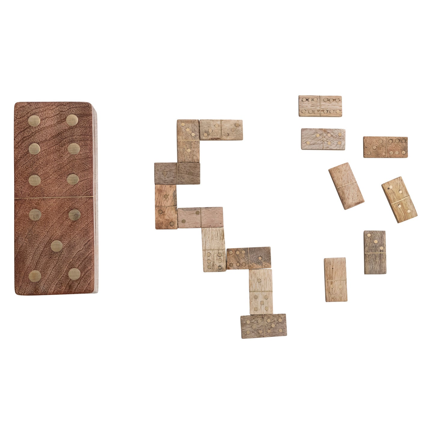 Dominoes Mango Wood Brass Inlaid Tiles