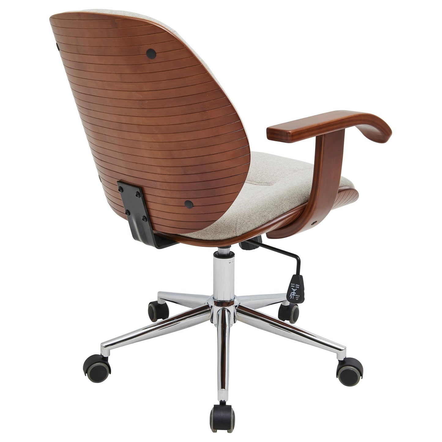 Samuel Office Chair Bamboo and Fabric With Armrests White