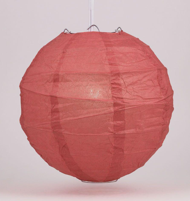 Paper Lantern 16" Irregular Ribbed Color Marsala Burgundy Wine