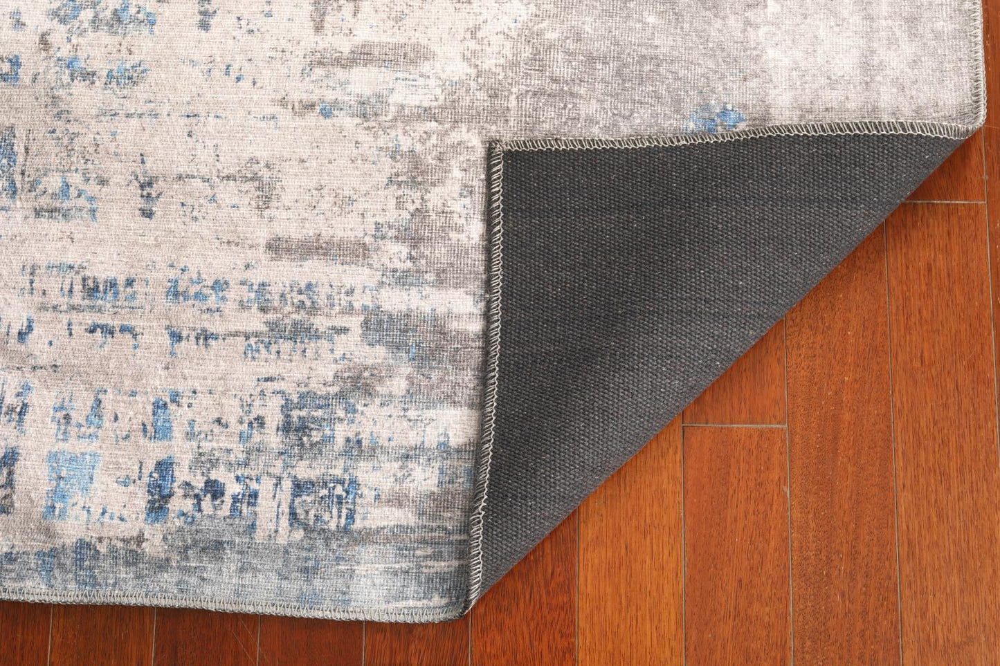 London Elements Grey/Blue Washable Rug Runner 2'6" x 7'6"