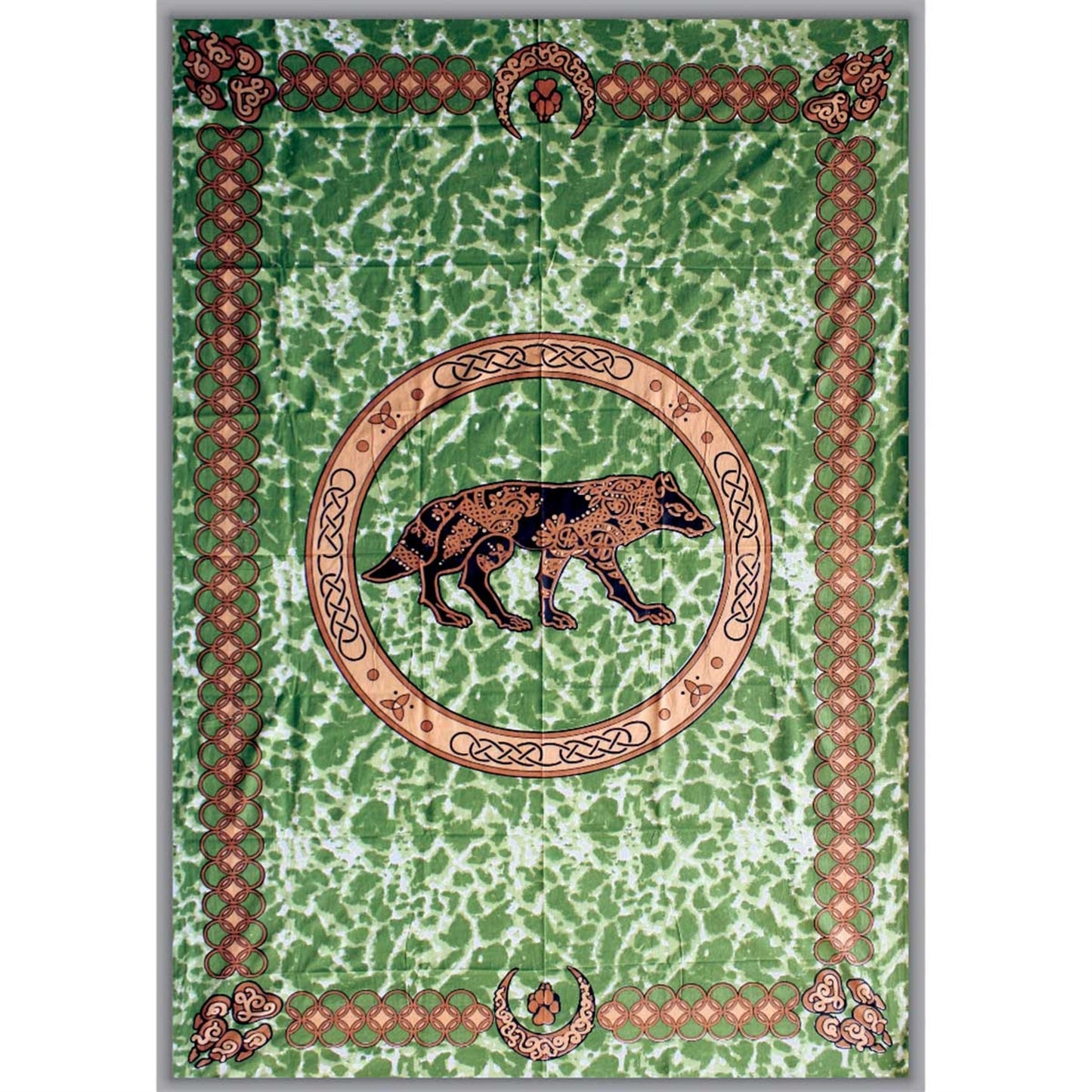 Tapestry Twin Size Celtic Wolf Green