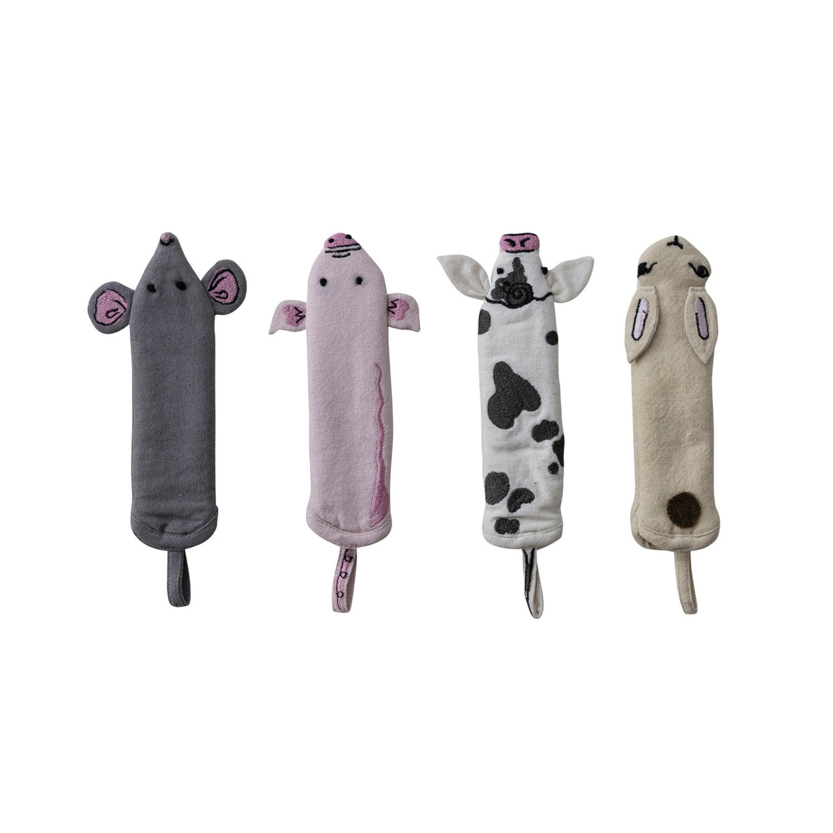 6-1/2"L x 1-3/4"W Cotton Animal Shaped Pot Handle Cover with Embroidery (4 Styles)