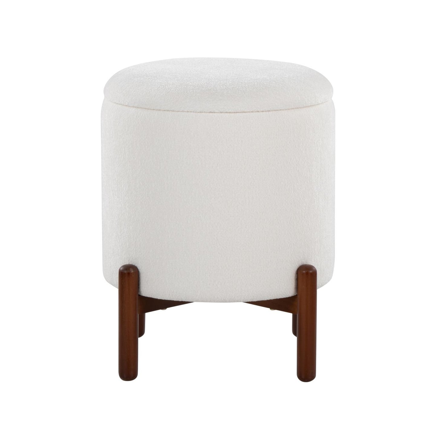 Daniella Contemporary Walnut Wood Storage Ottoman White