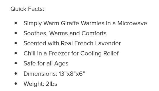 Warmies Giraffe 13"