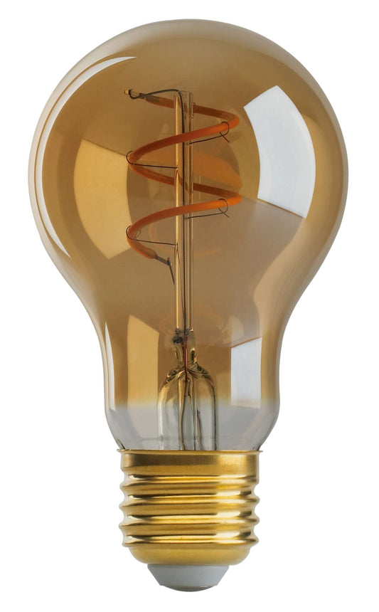 LED Light Bulb Vintage Spiral, Edison Style, Medium base, Amber, Dimmable, 4W, A19, 240 Lumens, 2200 CCT