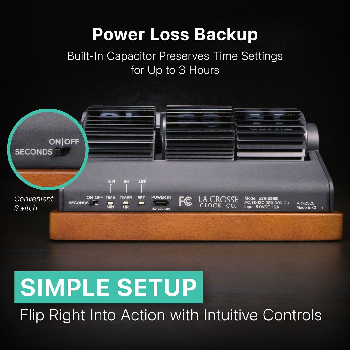 Flip Clock Rollins Mechanical - Black