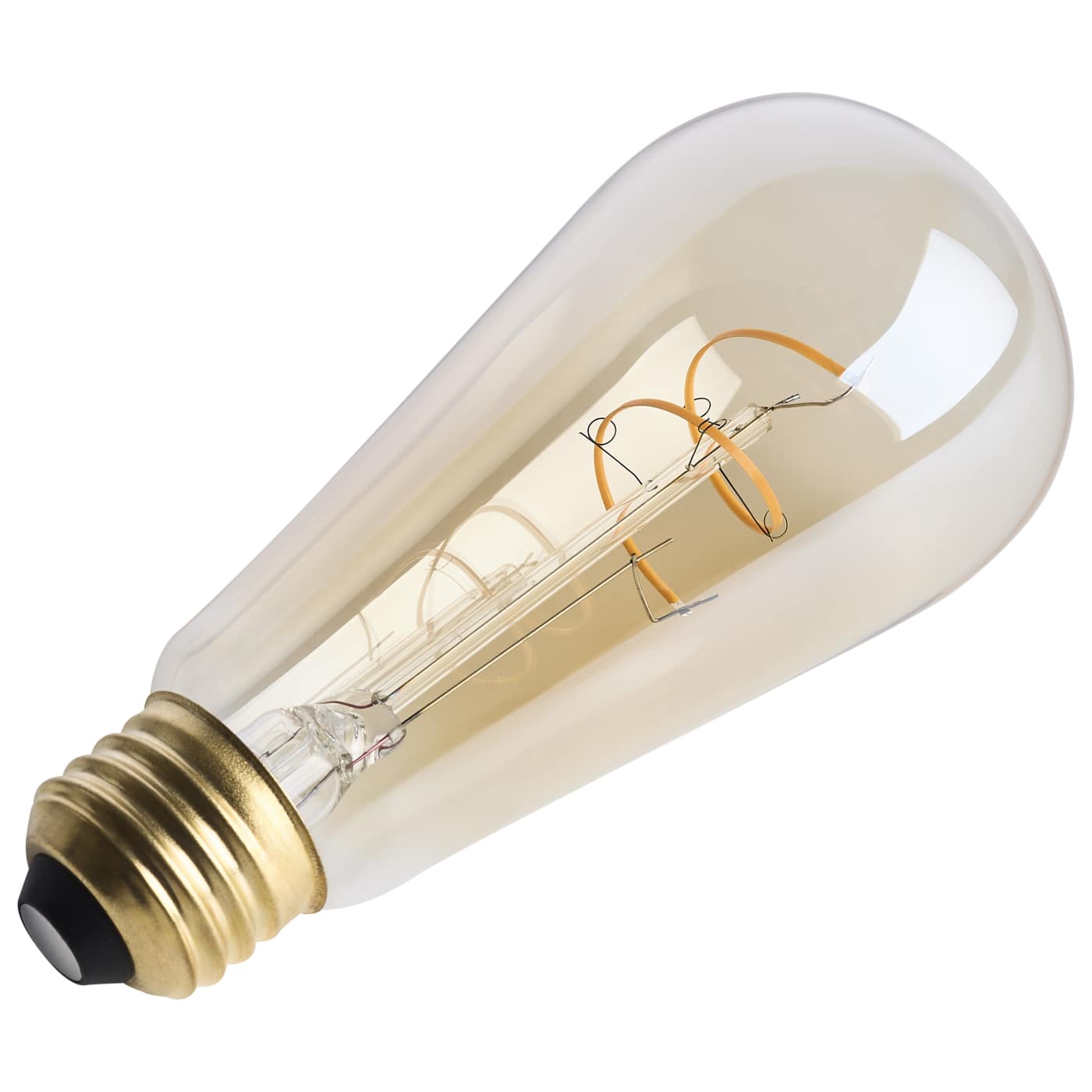LED Light Bulb, Edison Style, 3.5 Watt ST19, Medium Base, Clear Glass, Amber Coil Filament, Dimmable, 2000K CCT, 300 Lumens, 120 Volt