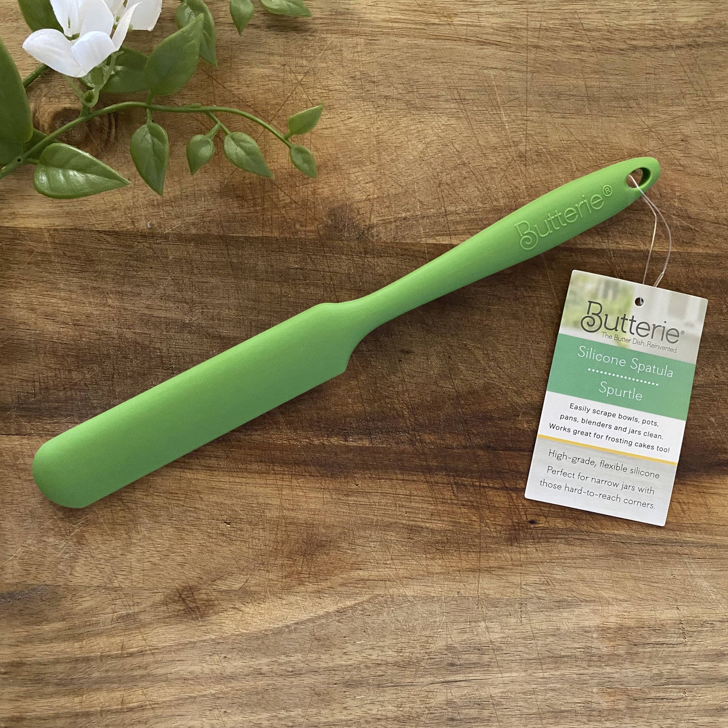 One-Piece Long-Handled Slim Silicone Scraper Spatula