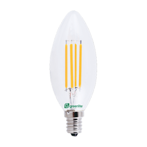 LED Light Bulb 5W (60W Equivalent) Candelabra B11, E12 Base, Clear Finish, Dimmable, 2700K, 500 Lumens (SET OF 4)
