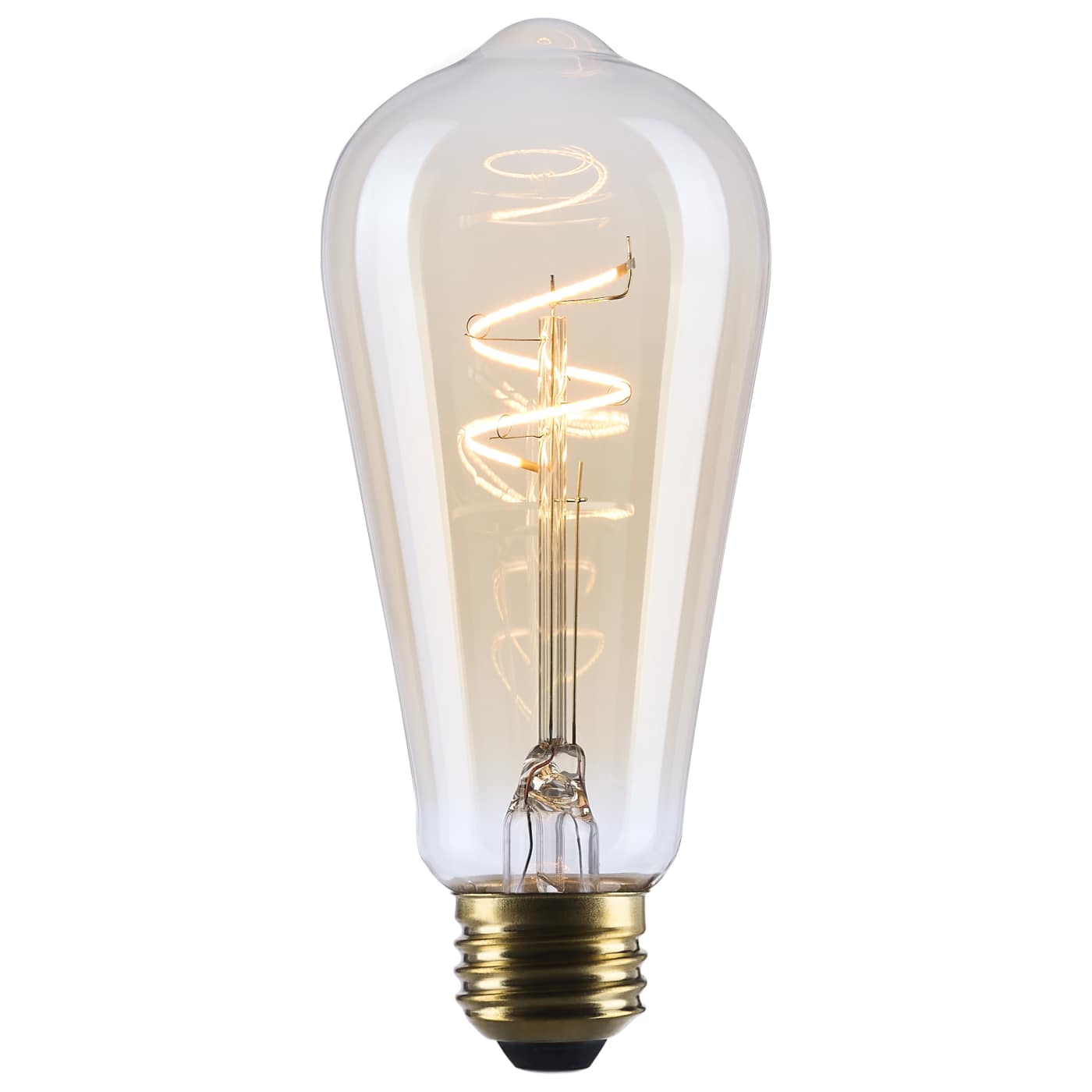 LED Light Bulb, Edison Style, 3.5 Watt ST19, Medium Base, Clear Glass, Amber Coil Filament, Dimmable, 2000K CCT, 300 Lumens, 120 Volt