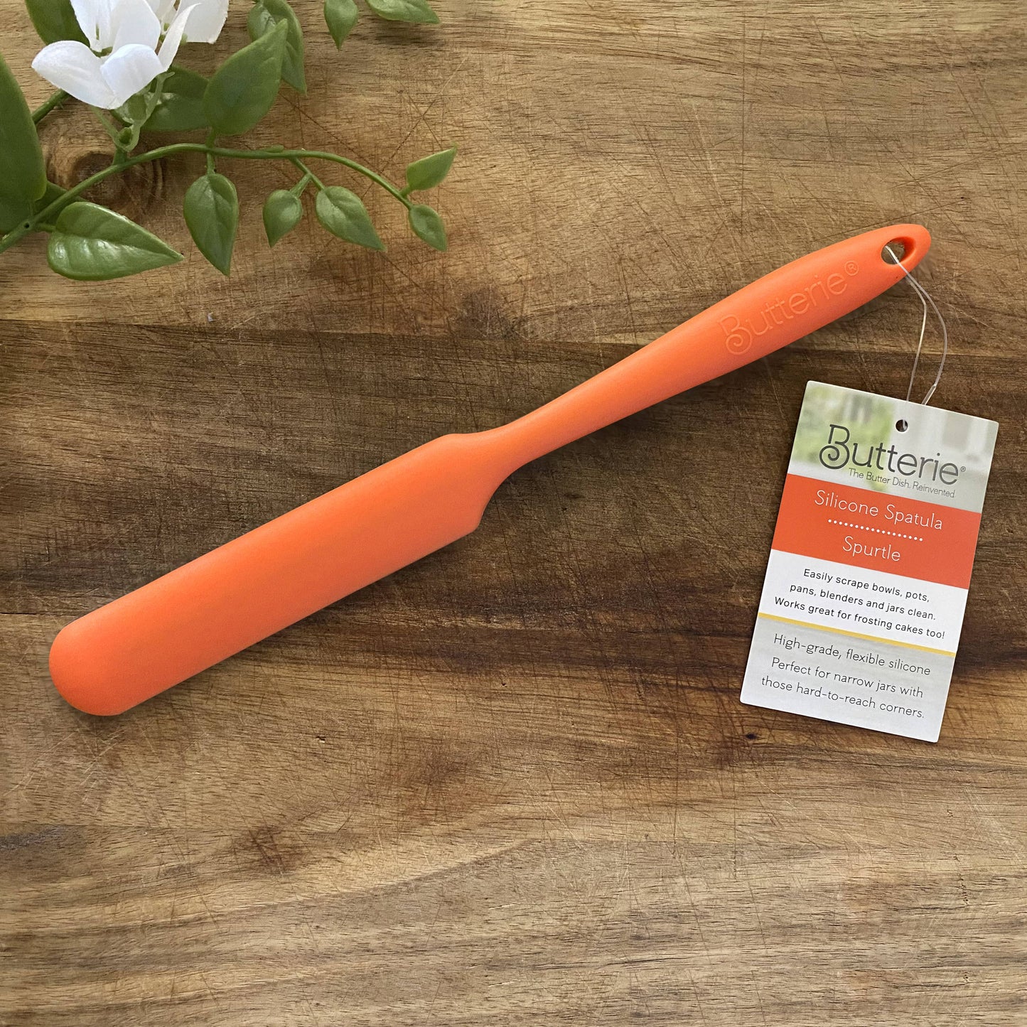 One-Piece Long-Handled Slim Silicone Scraper Spatula