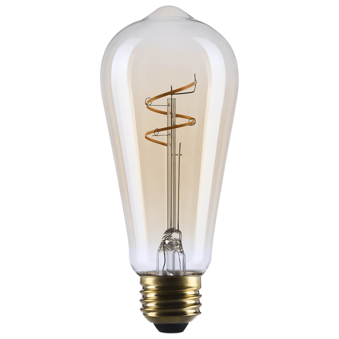 LED Light Bulb, Edison Style, 3.5 Watt ST19, Medium Base, Clear Glass, Amber Coil Filament, Dimmable, 2000K CCT, 300 Lumens, 120 Volt