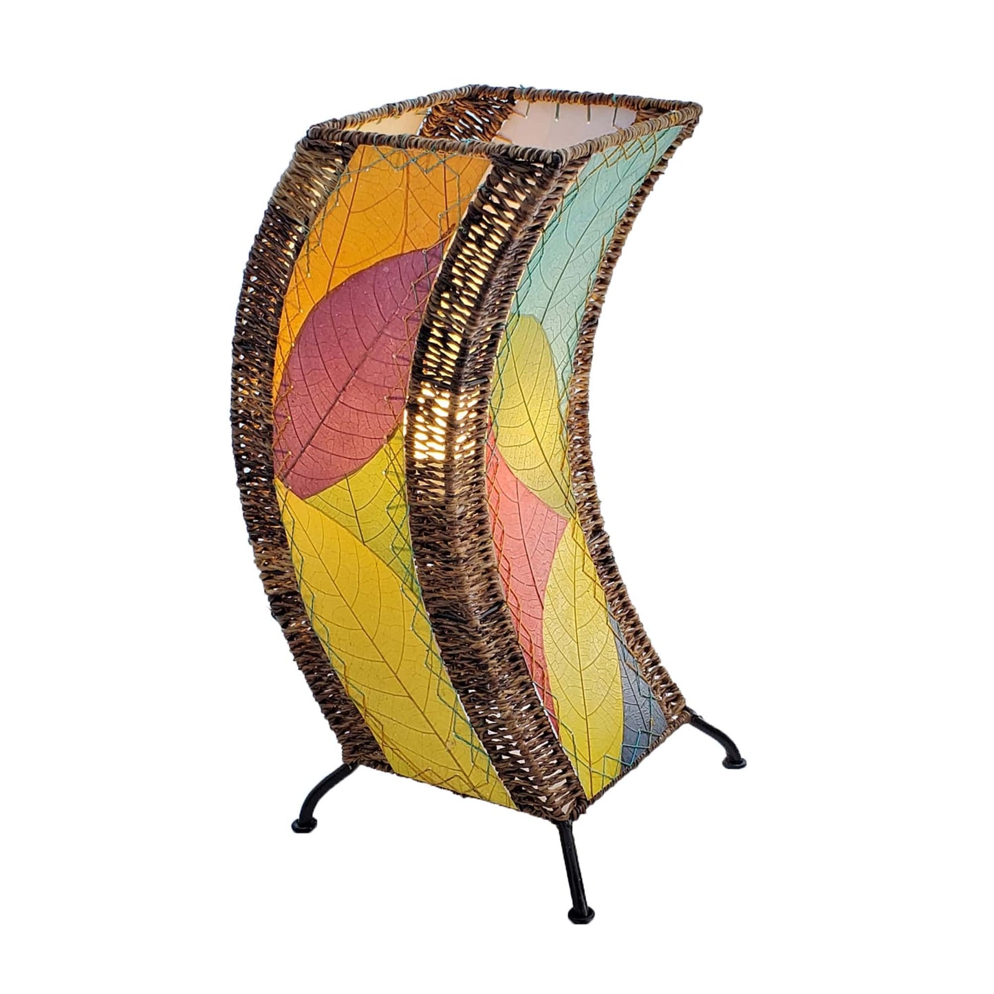 C Shape Cocoa Leaves Table Lamp - Multi Color